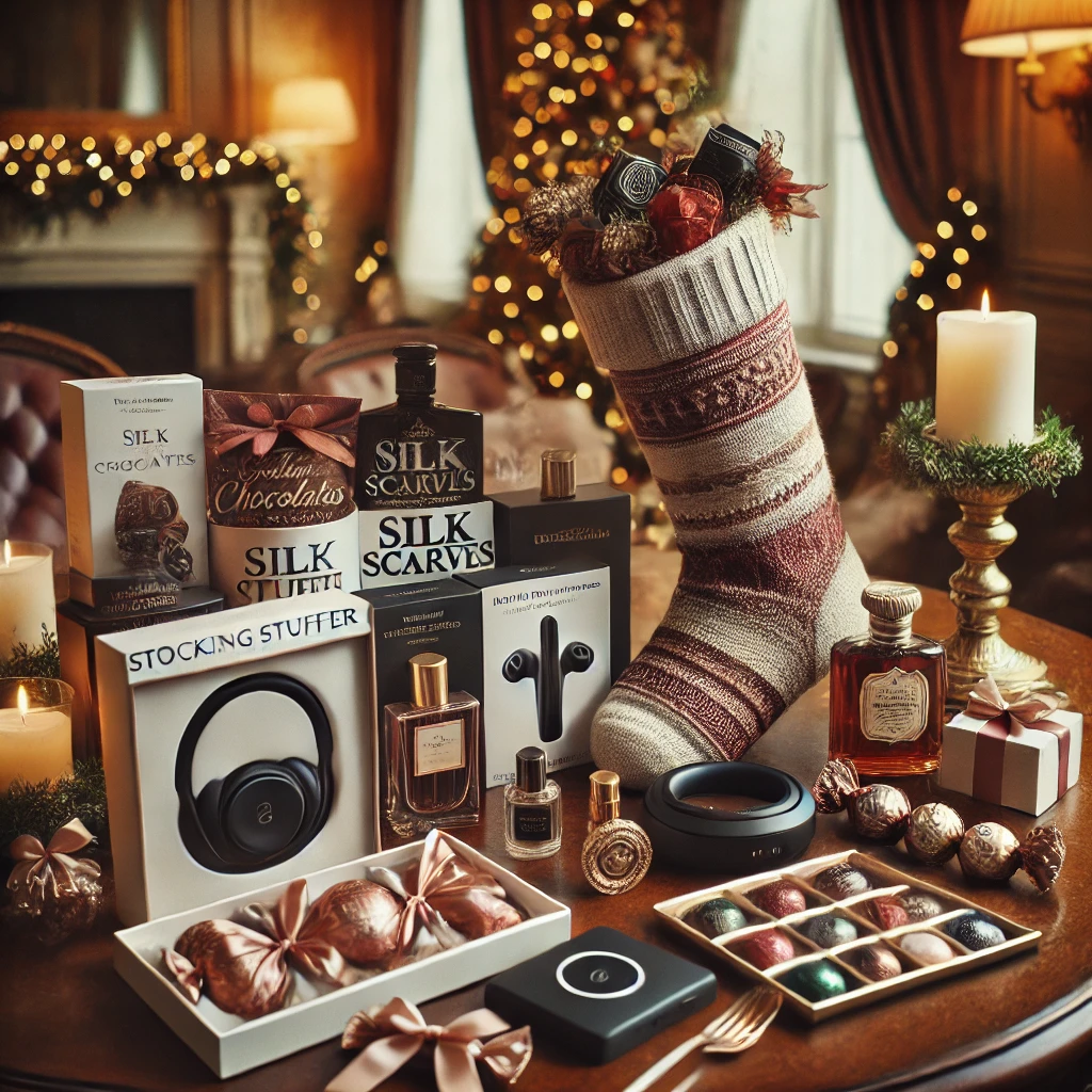 A luxurious stocking thoughtful small gifts enhances the experience with grace and decadency. Gourmet sweets, handcrafted candies, or premium chocolates are perfect for a sweet accent.